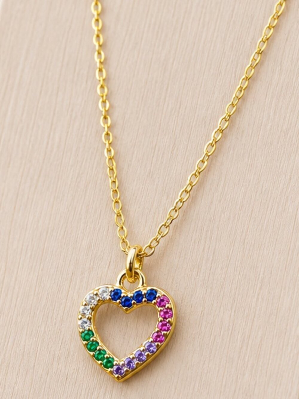 Rhinestone Gold Heart Necklace